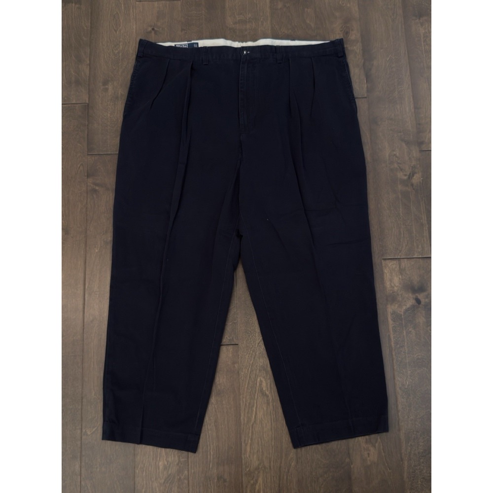 Polo Ralph Lauren Men Andrew Navy Blue Chino Pants Classic Pleated Size 46B-27.5
